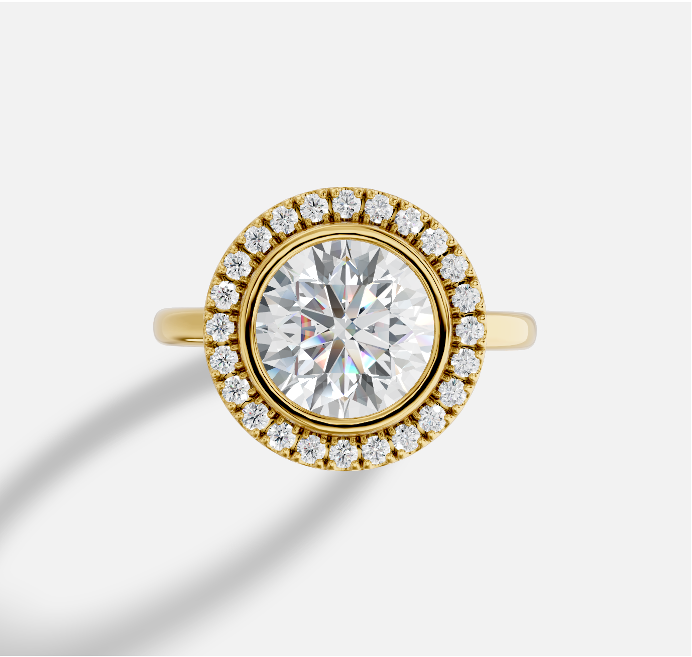 Round Diamond Ring in 18K Yellow Gold - 图片 2