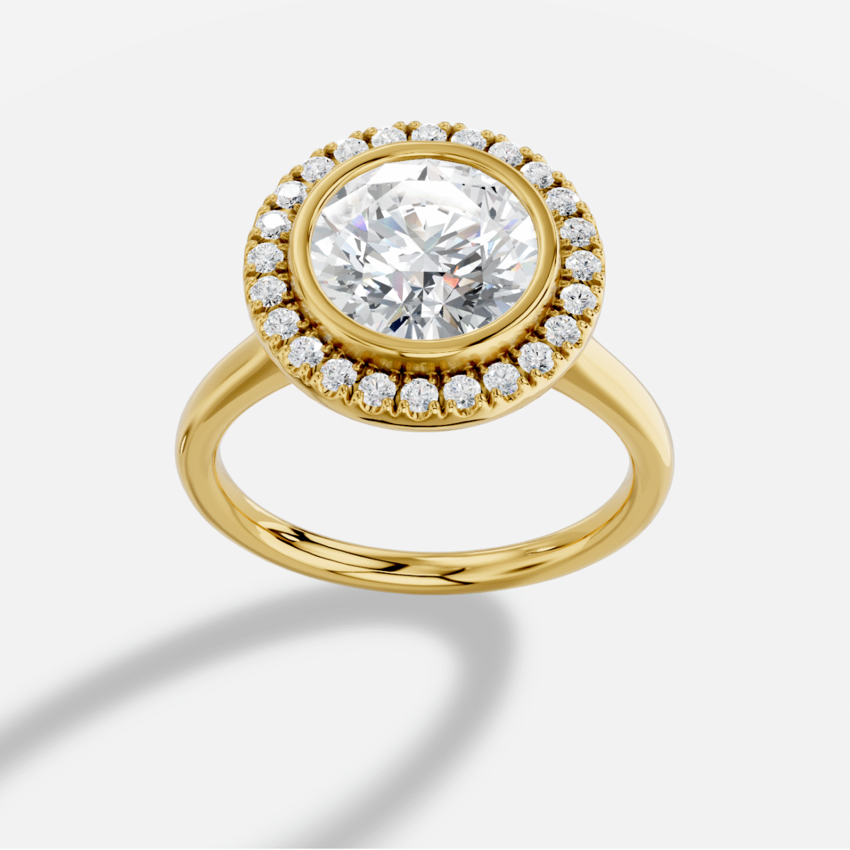 Round Diamond Ring in 18K Yellow Gold