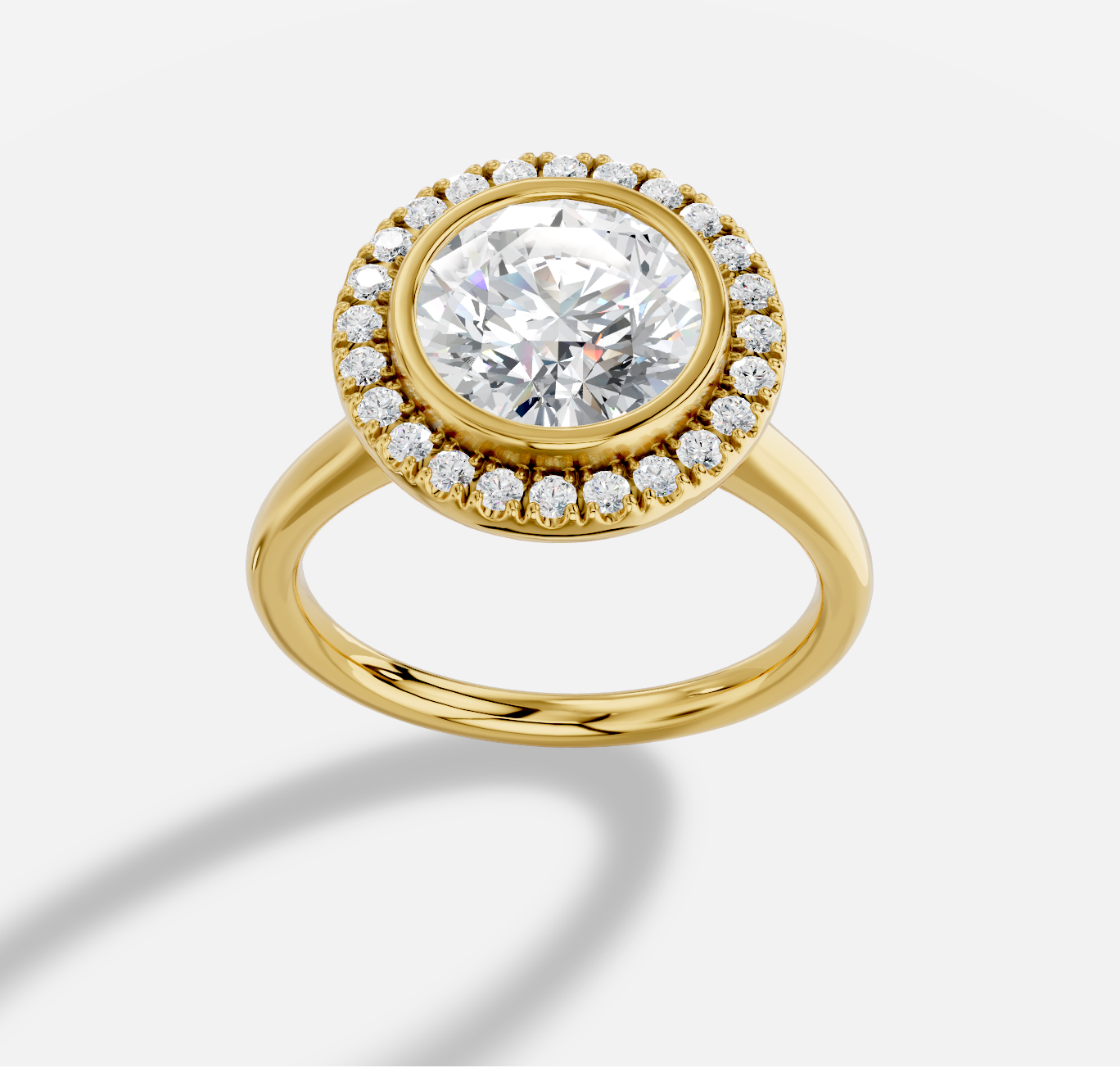 Round Diamond Ring in 18K Yellow Gold