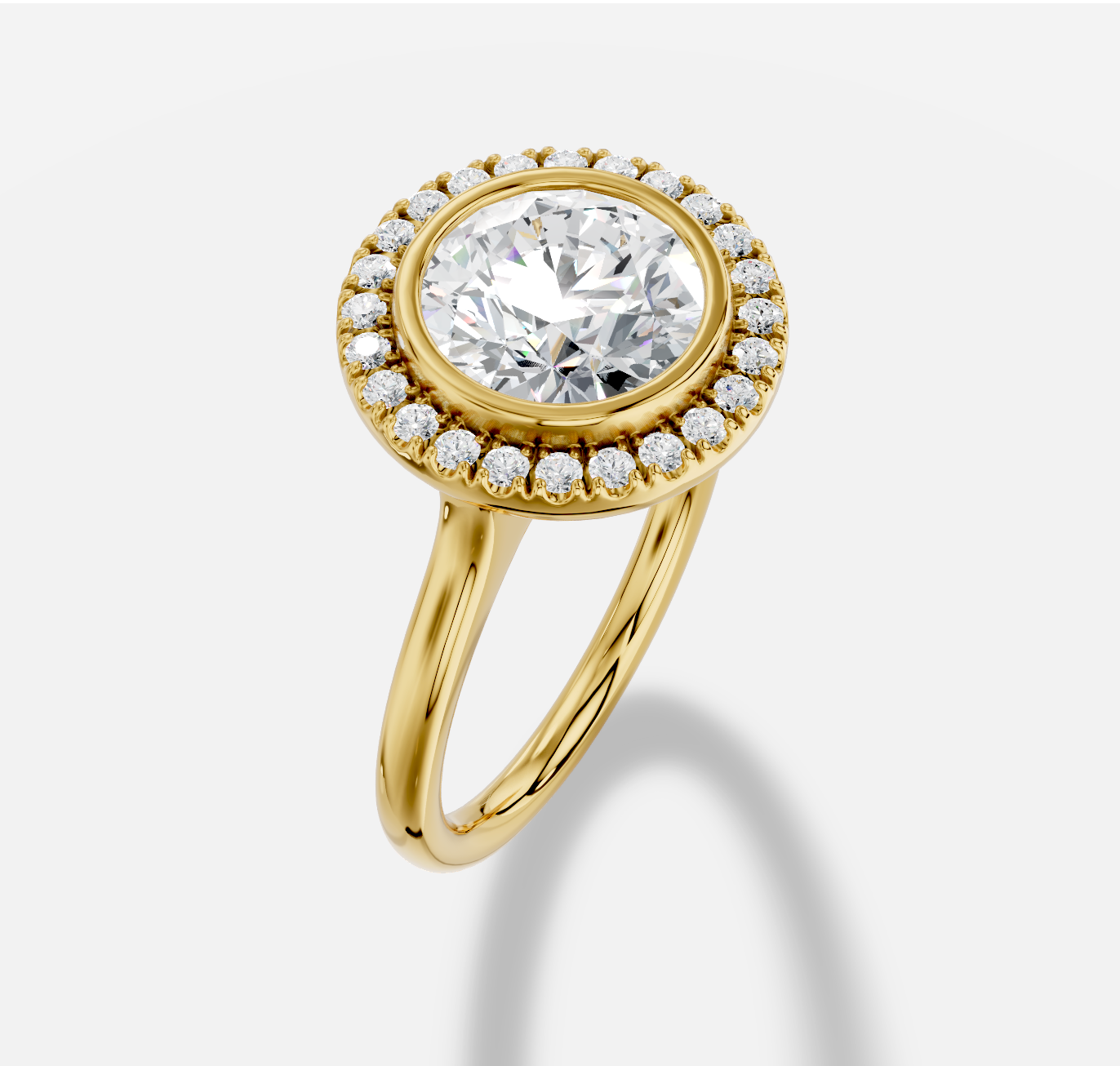 Round Diamond Ring in 18K Yellow Gold - 图片 3