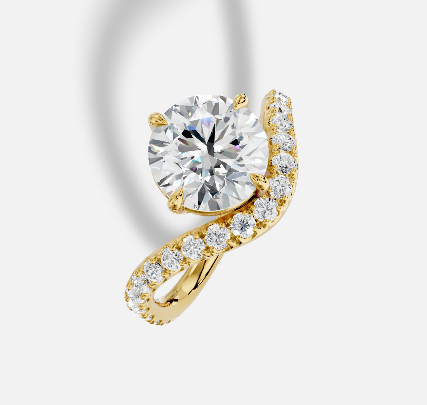 Round Diamond Ring in 18K Yellow Gold - 图片 5