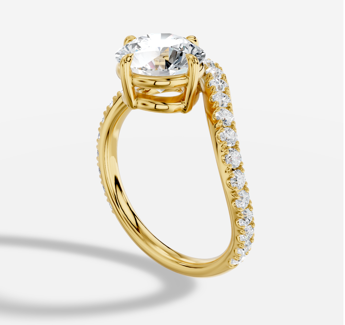 Round Diamond Ring in 18K Yellow Gold - 图片 4