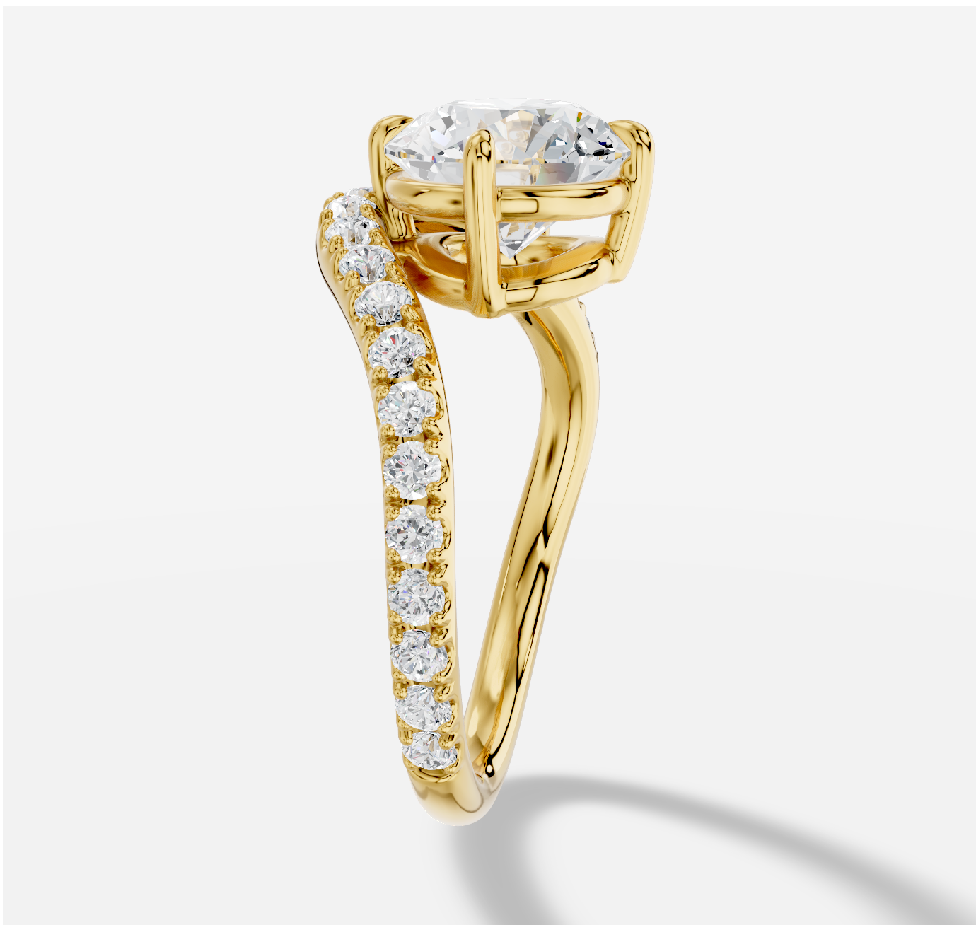 Round Diamond Ring in 18K Yellow Gold - 图片 3