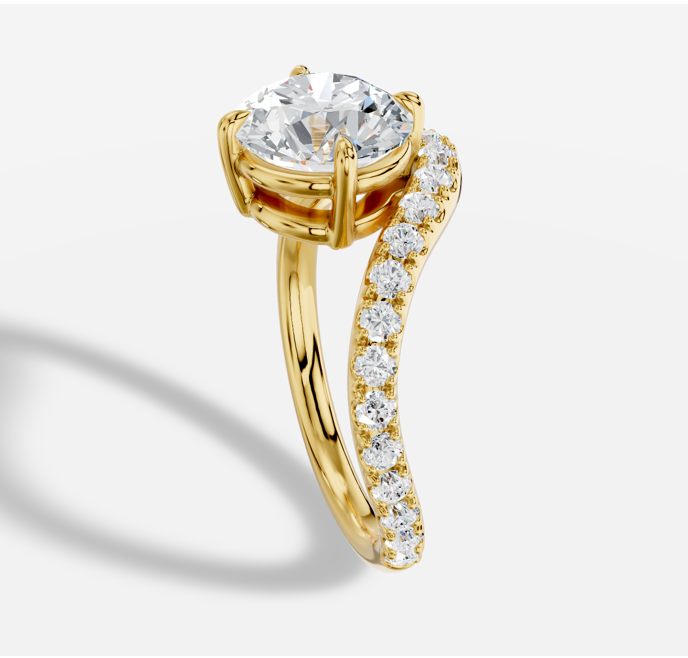 Round Diamond Ring in 18K Yellow Gold - 图片 2
