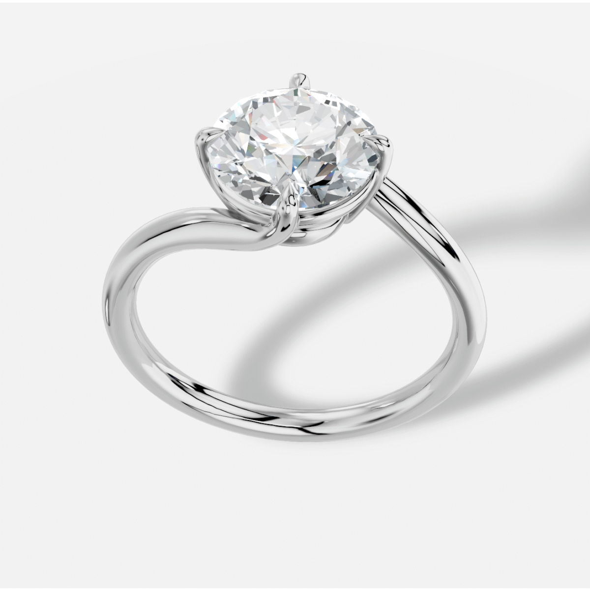 Round Diamond Ring in 18K White Gold