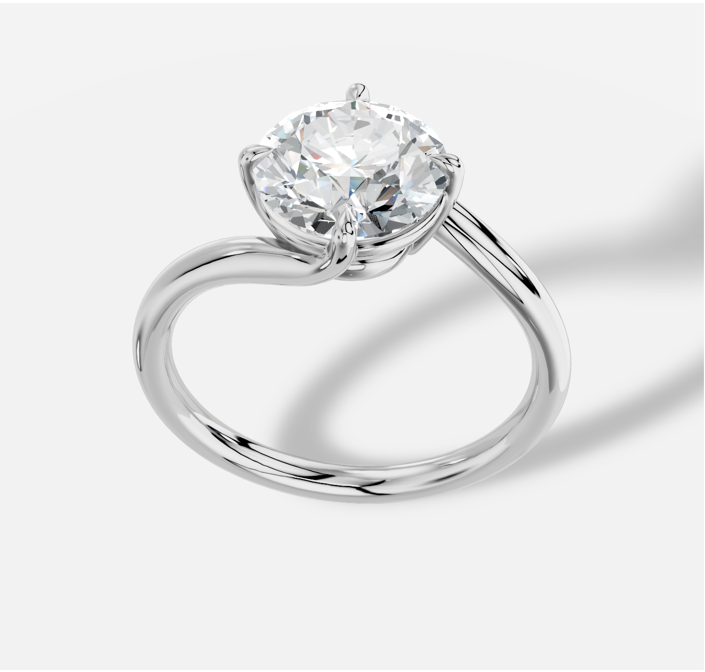 Round Diamond Ring in 18K White Gold