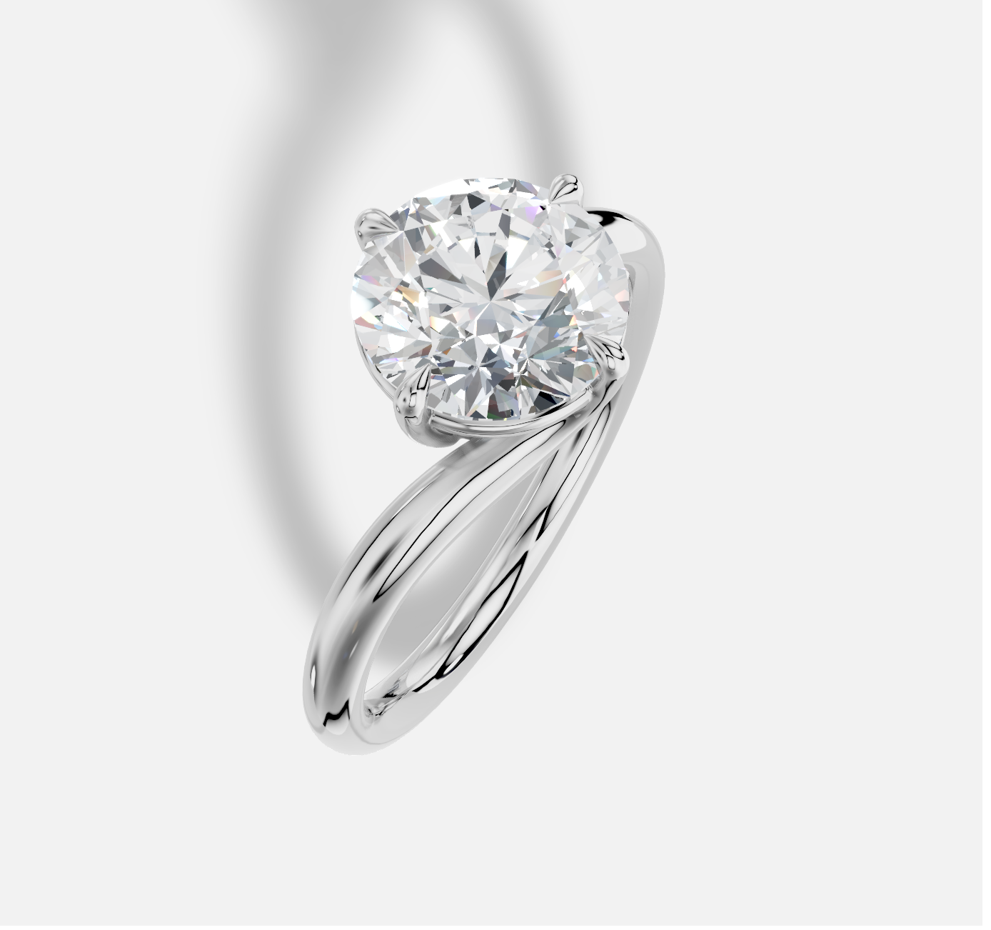 Round Diamond Ring in 18K White Gold - 图片 4