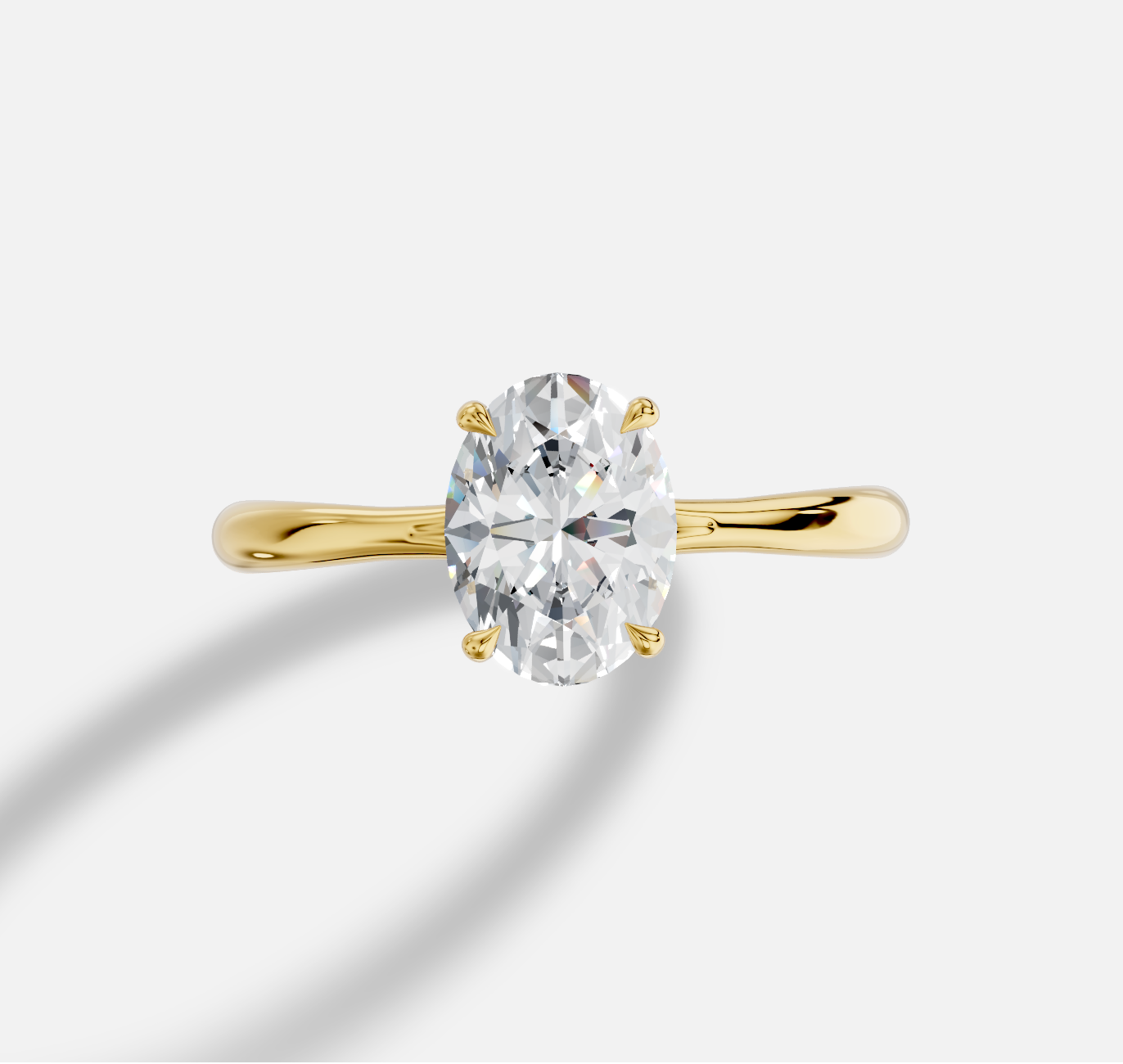 Oval Diamond Ring in 18K Yellow Gold - 图片 2
