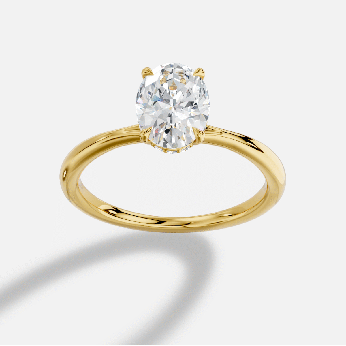 Oval  Diamond Ring in 18K Yellow Gold