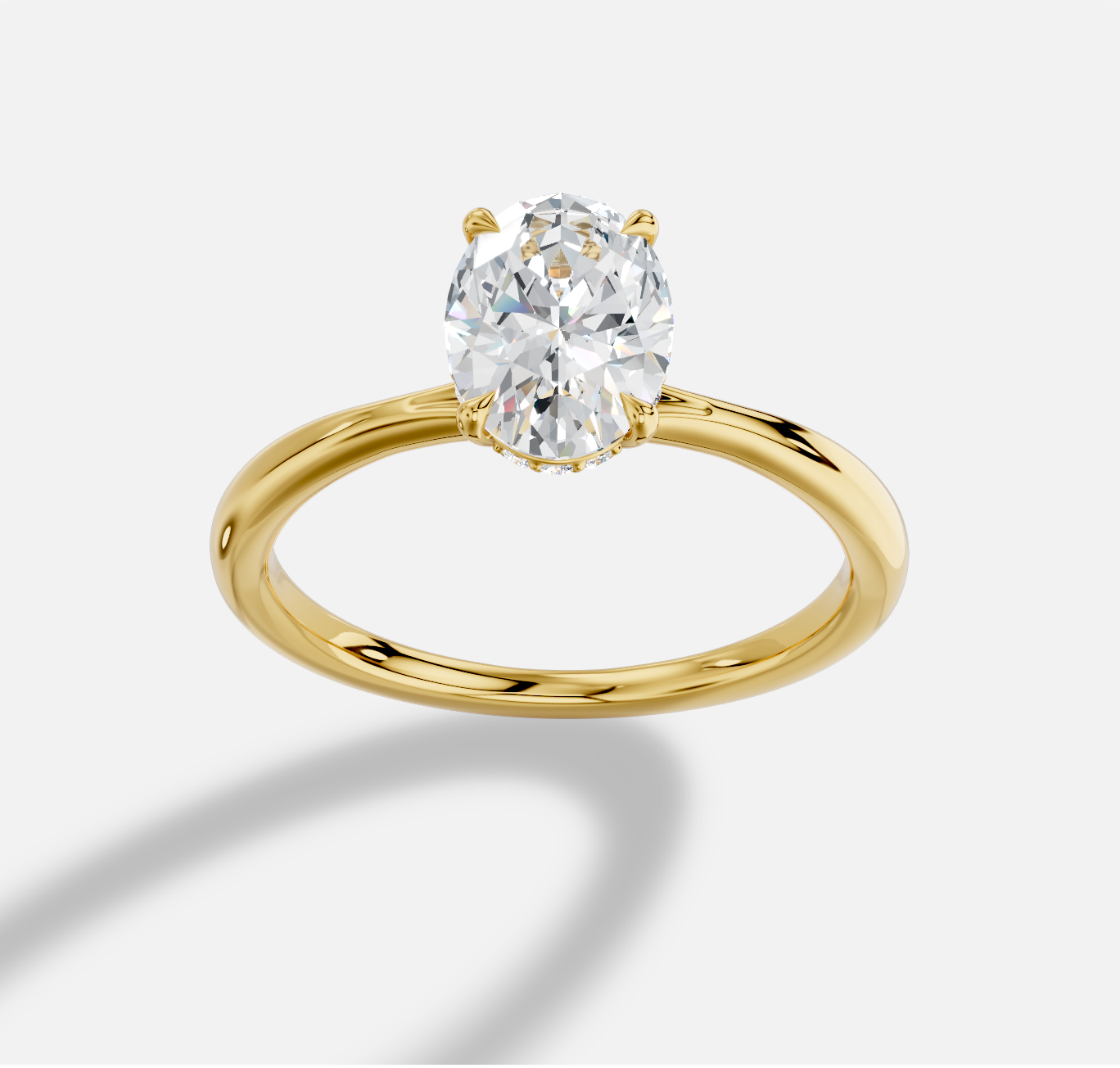Oval  Diamond Ring in 18K Yellow Gold