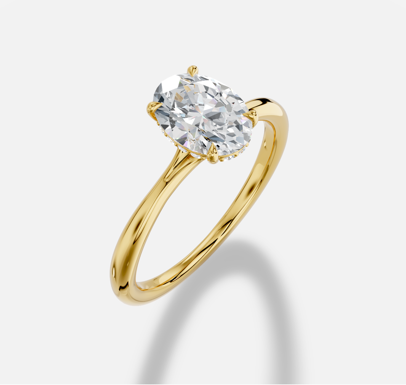Oval Diamond Ring in 18K Yellow Gold - 图片 4