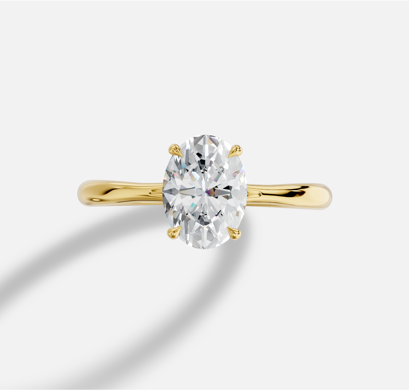 Oval Diamond Ring in 18K Yellow Gold - 图片 3