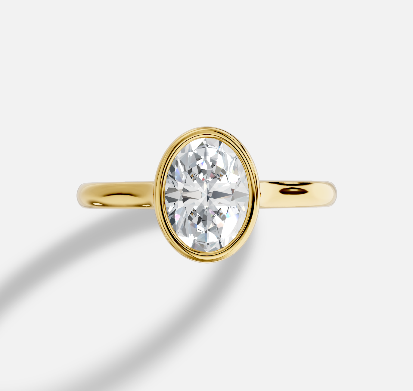 Oval Diamond Ring in 18K Yellow Gold - 图片 5