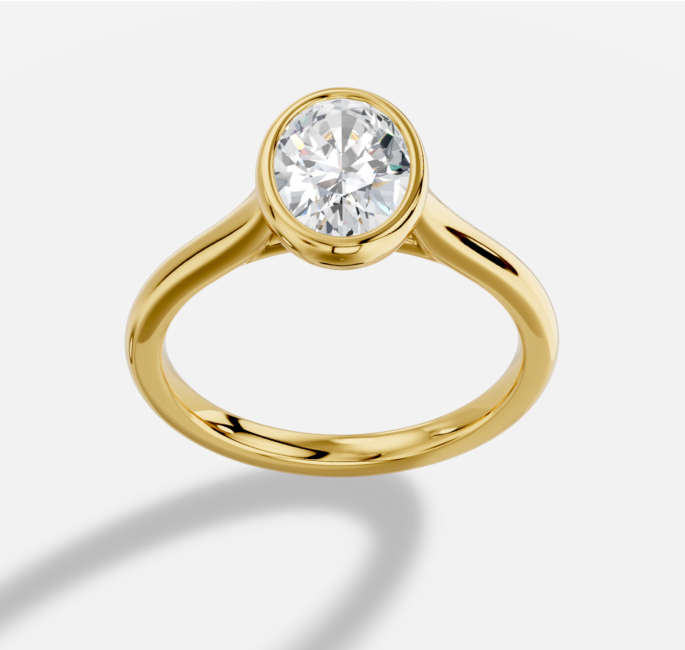 Oval  Diamond Ring in 18K Yellow Gold