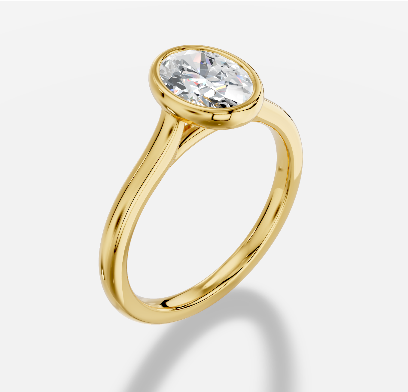 Oval Diamond Ring in 18K Yellow Gold - 图片 3