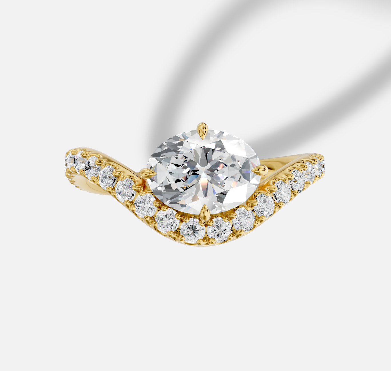 Oval Diamond Ring in 18K Yellow Gold - 图片 2