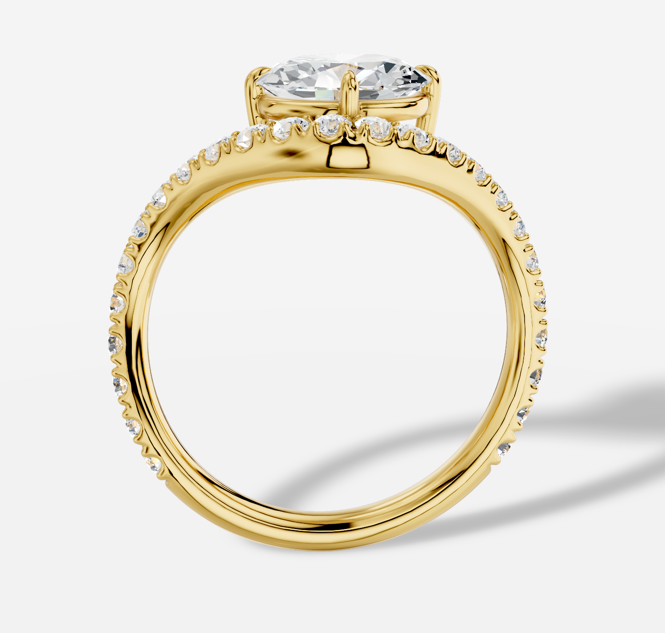 Oval Diamond Ring in 18K Yellow Gold - 图片 5