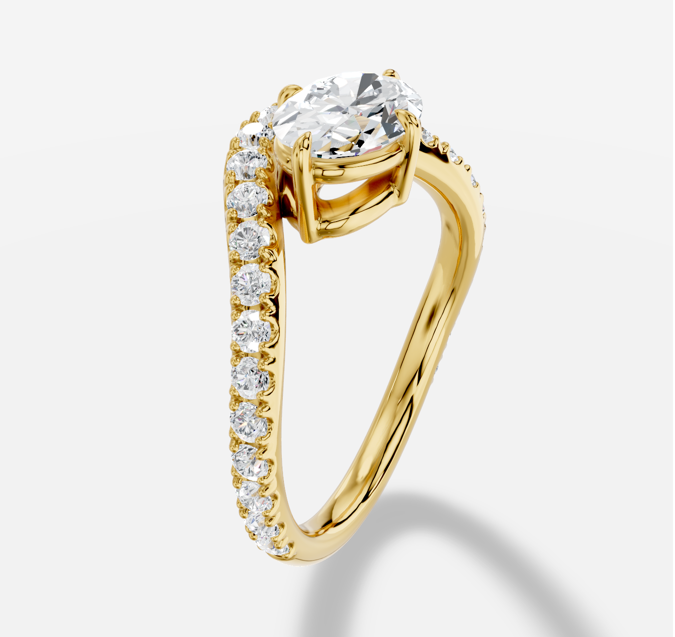 Oval Diamond Ring in 18K Yellow Gold - 图片 3