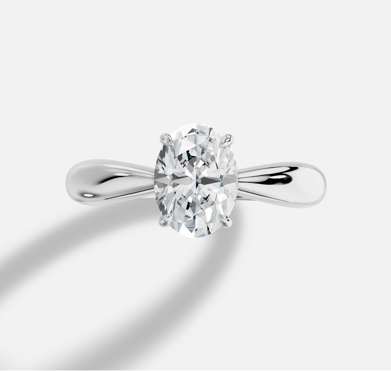 Oval Diamond Ring in 18K White Gold - 图片 2