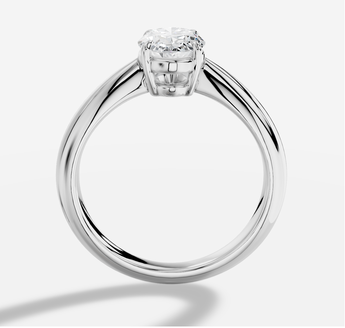 Oval Diamond Ring in 18K White Gold - 图片 5