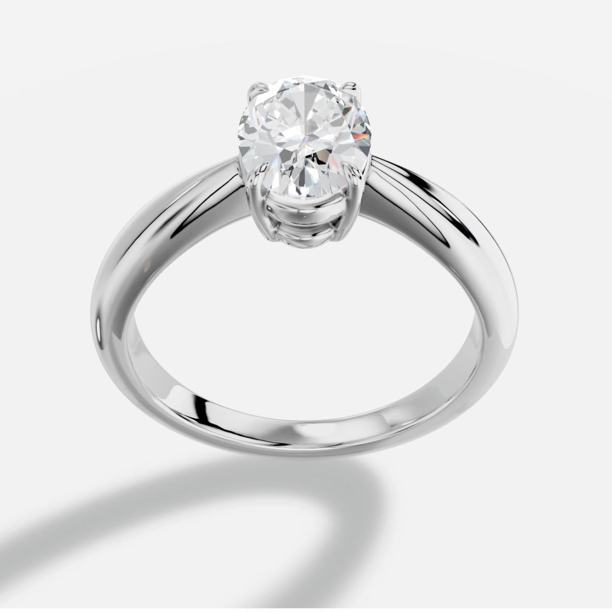 Oval  Diamond Ring in 18K White Gold