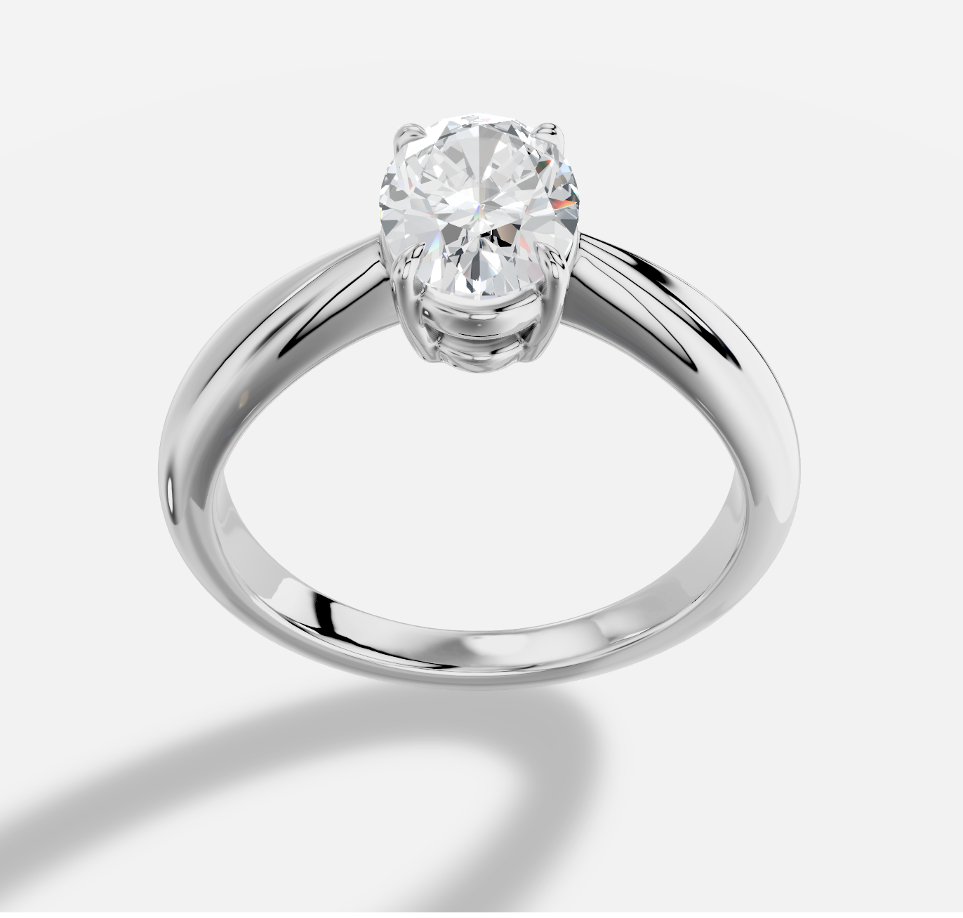 Oval  Diamond Ring in 18K White Gold