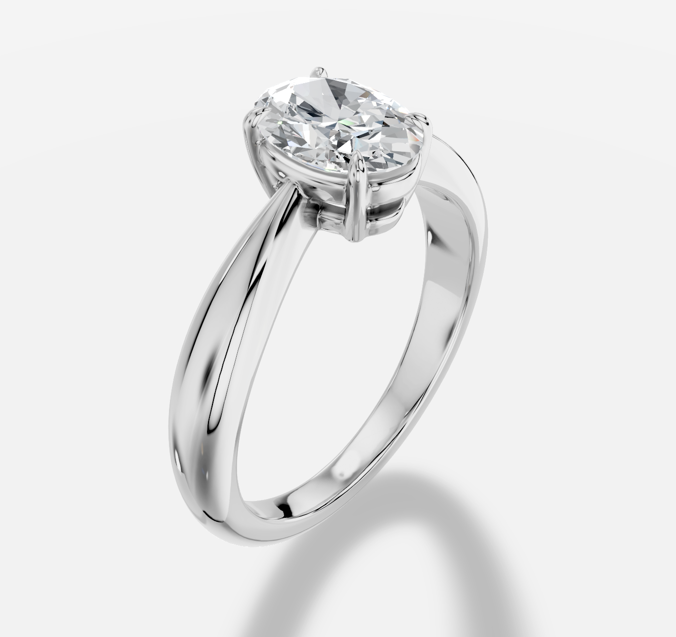 Oval Diamond Ring in 18K White Gold - 图片 4