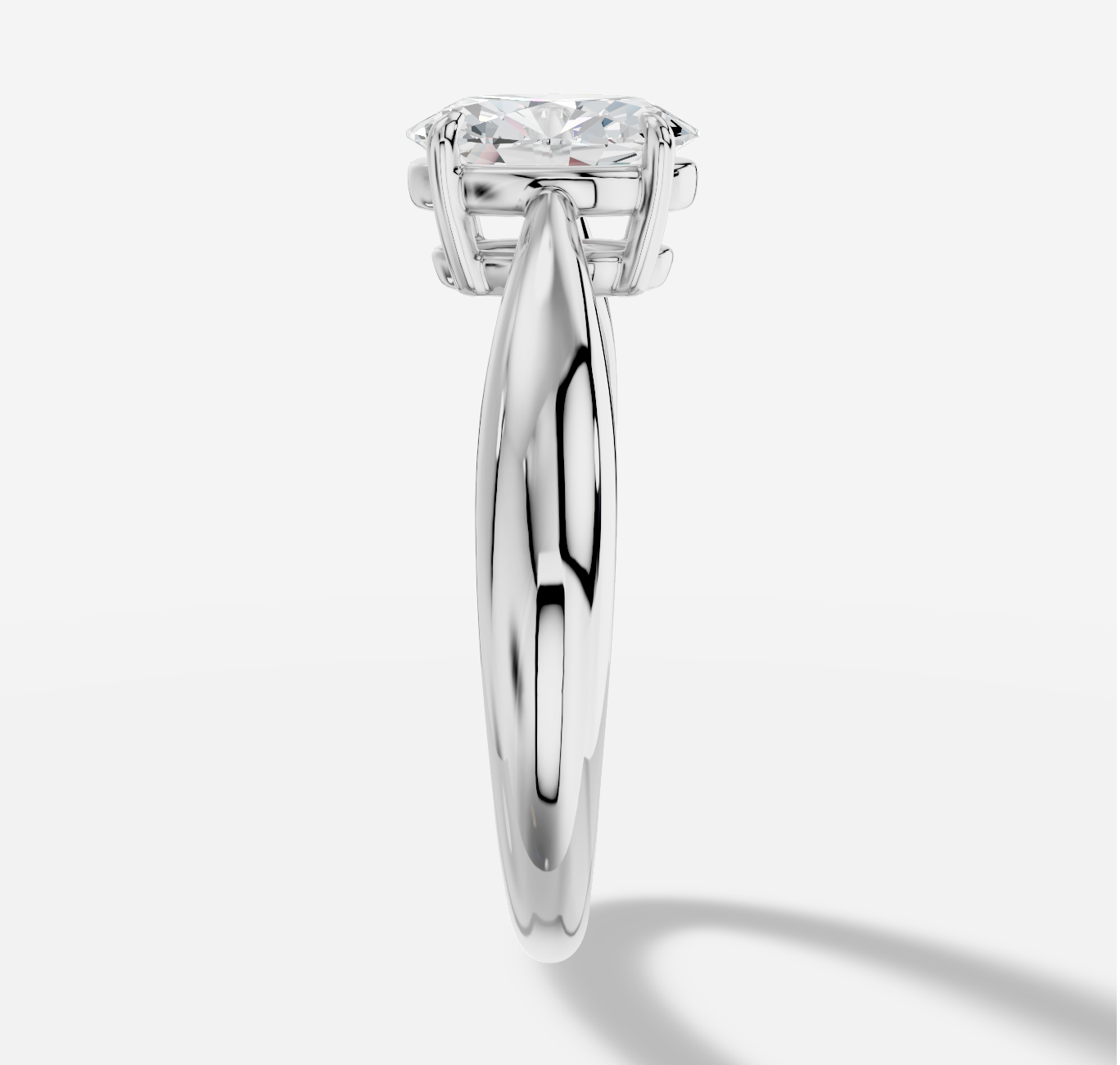 Oval Diamond Ring in 18K White Gold - 图片 3