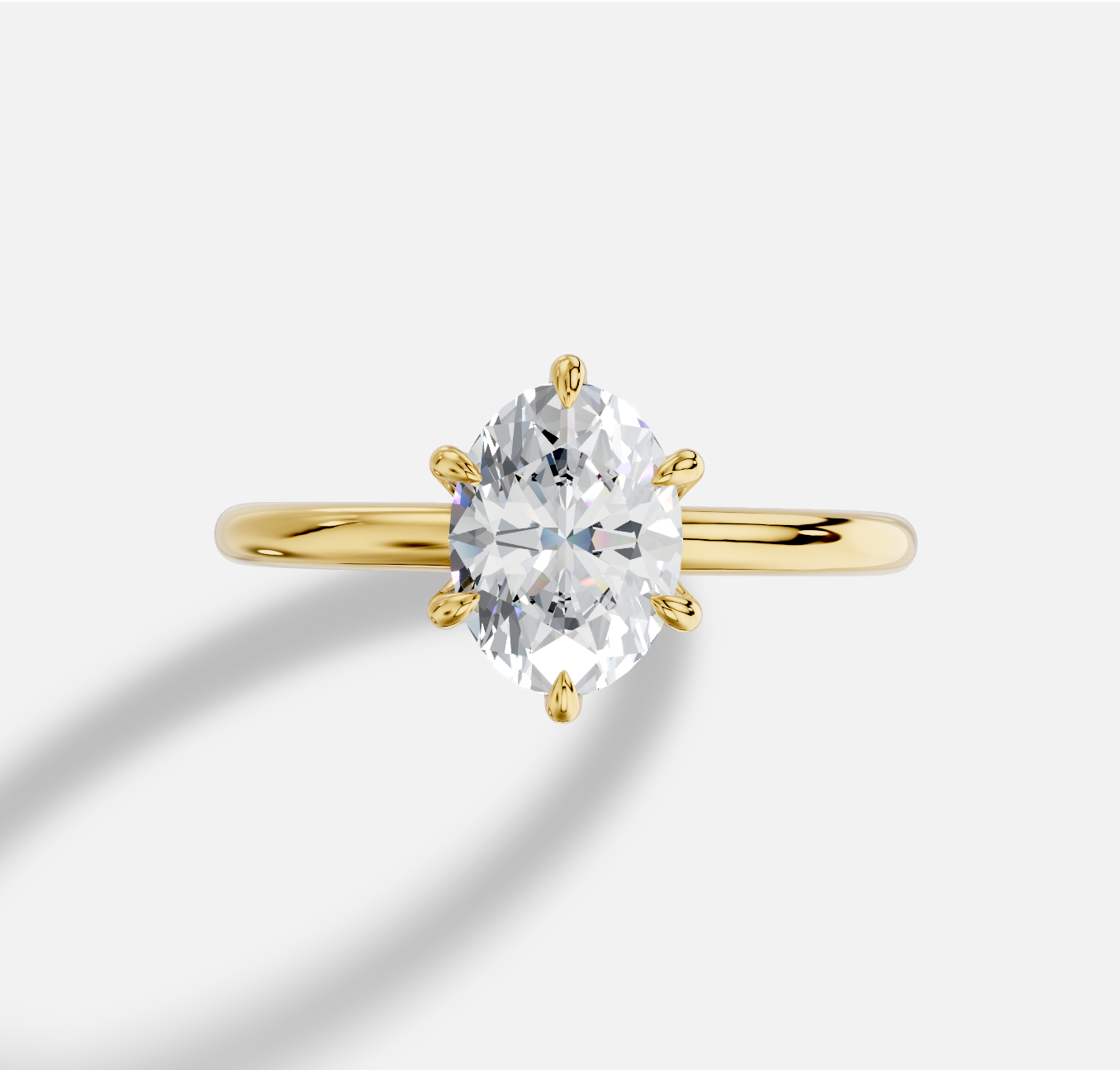 Oval Diamond Ring in 18K Yellow Gold - 图片 2