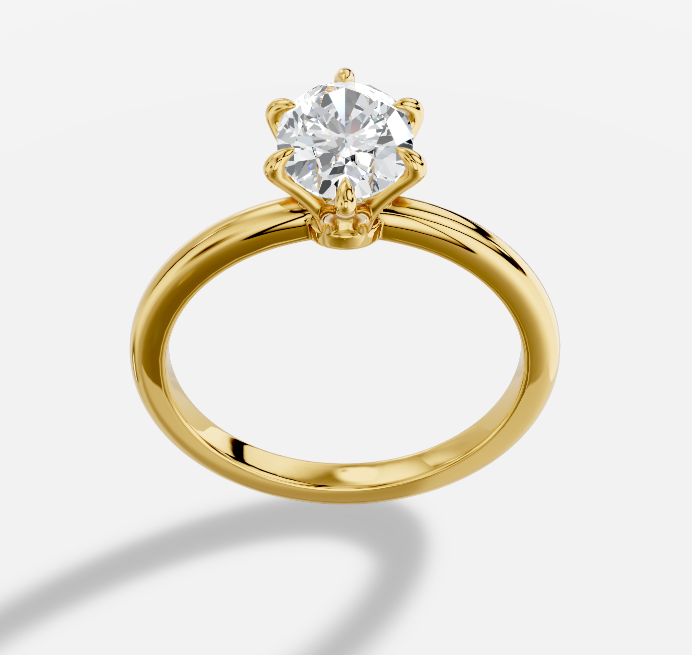 Oval  Diamond Ring in 18K Yellow Gold