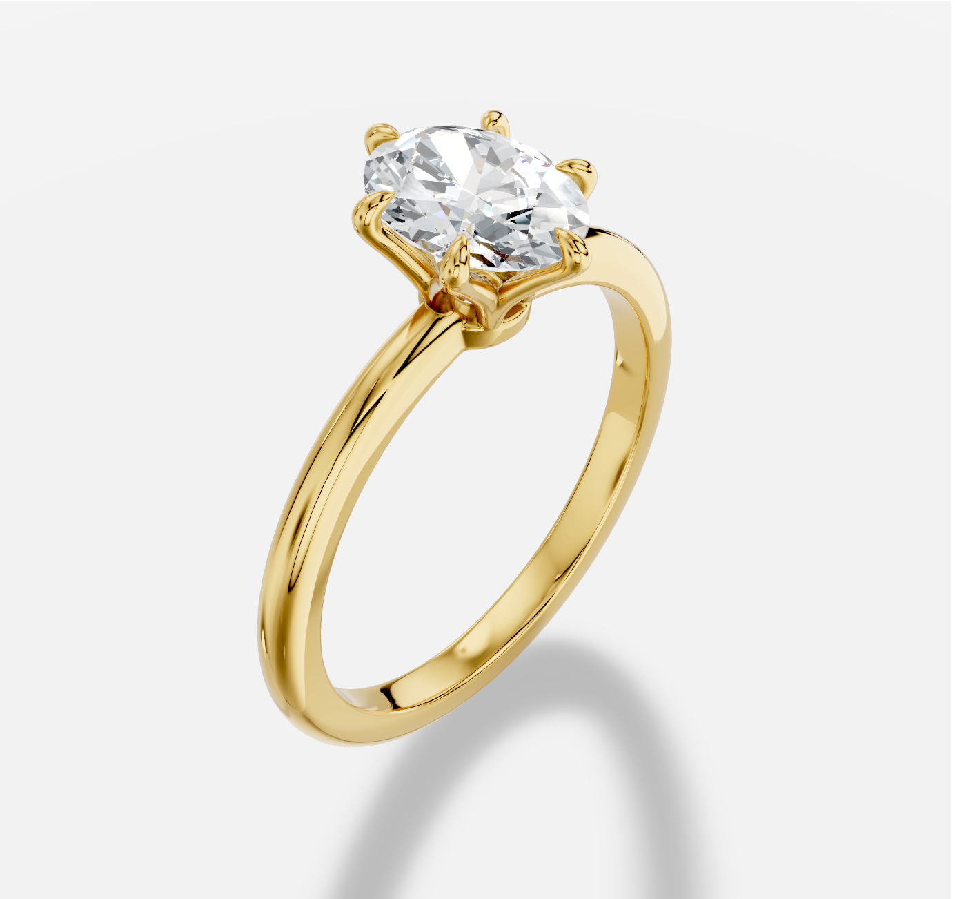 Oval Diamond Ring in 18K Yellow Gold - 图片 5