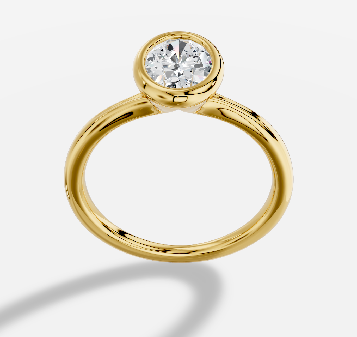 Oval  Diamond Ring in 18K Yellow Gold