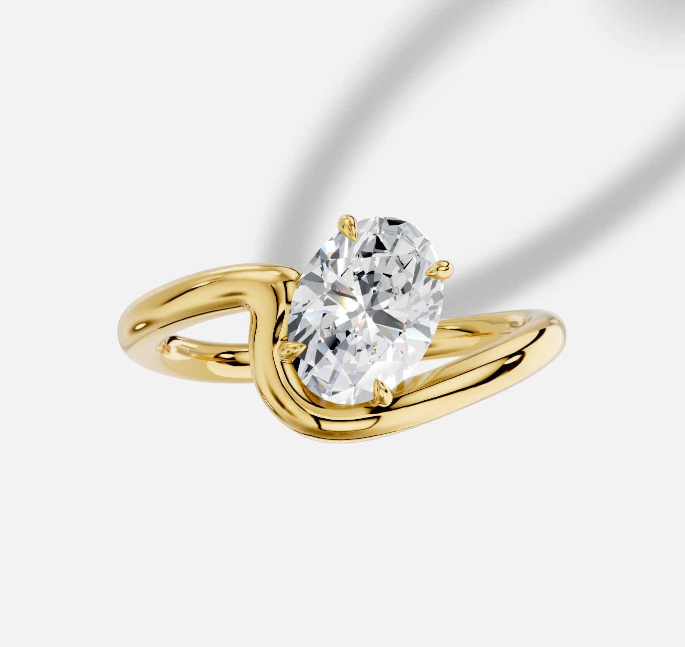 Oval Diamond Ring in 18K Yellow Gold - 图片 6