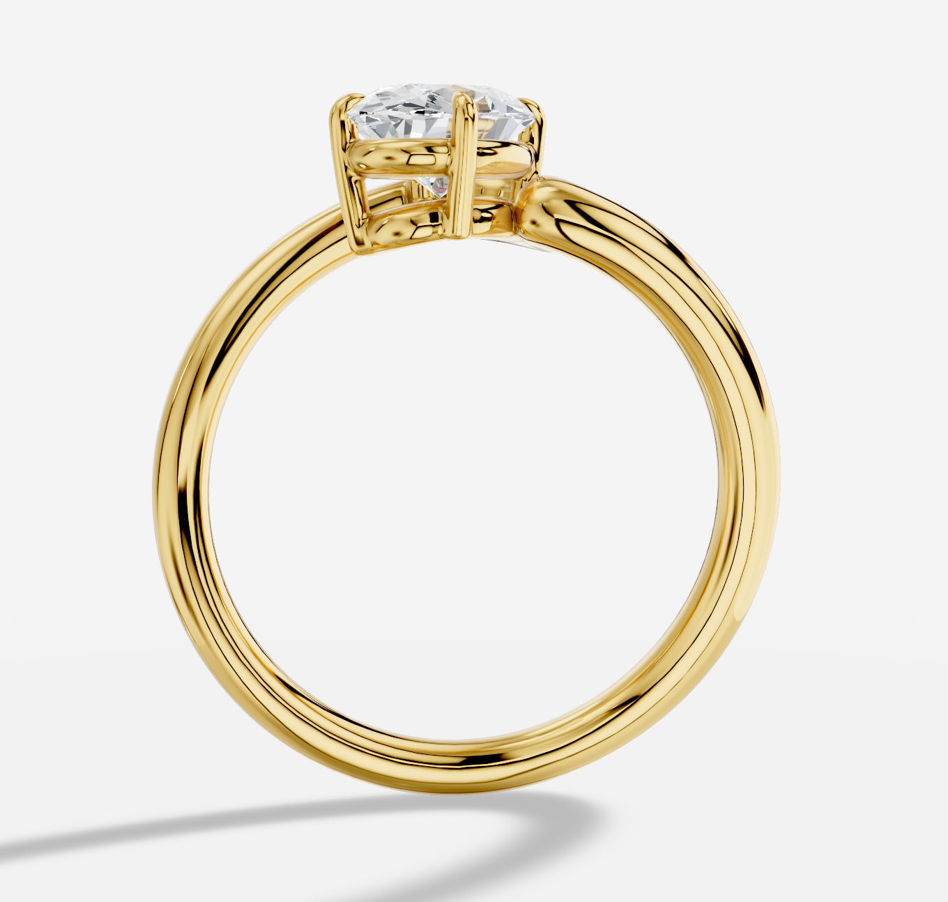 Oval Diamond Ring in 18K Yellow Gold - 图片 5