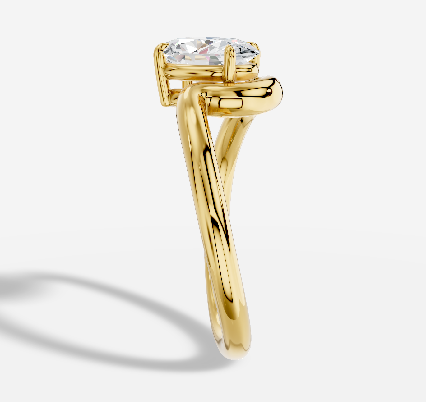 Oval Diamond Ring in 18K Yellow Gold - 图片 3