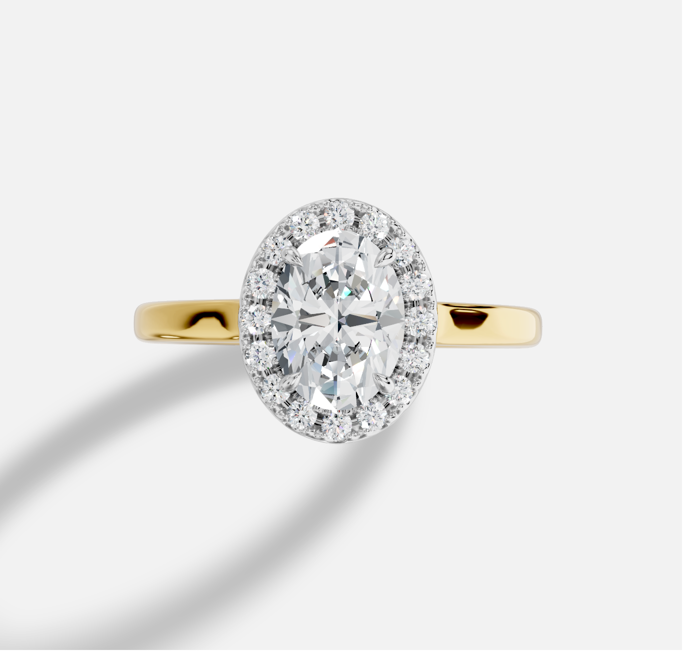 Oval Diamond Ring in 18K Yellow Gold - 图片 5