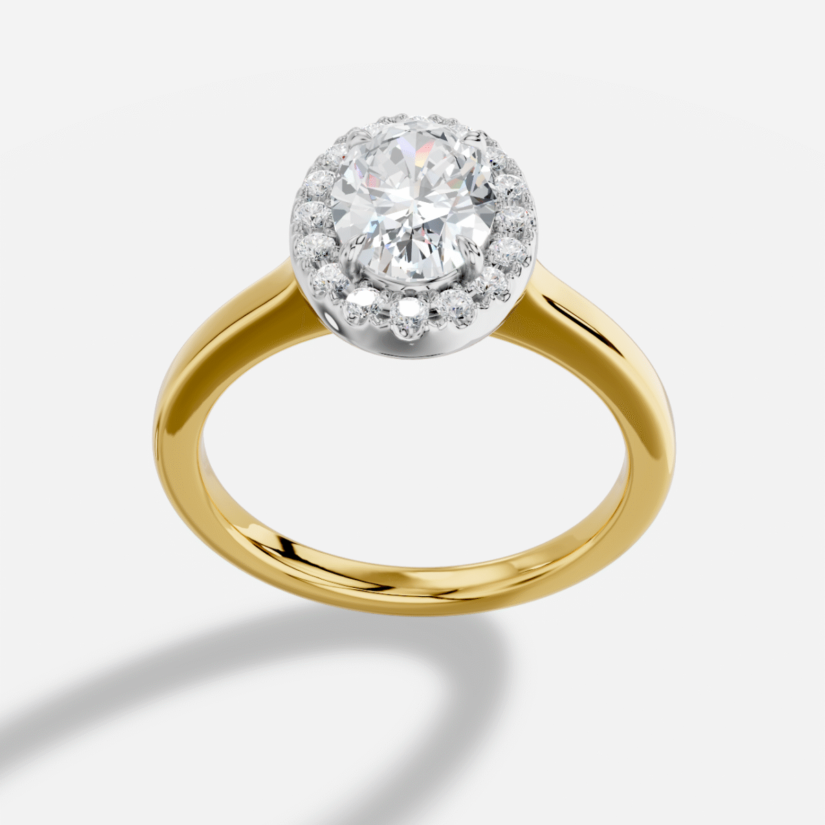 Oval  Diamond Ring in 18K Yellow Gold