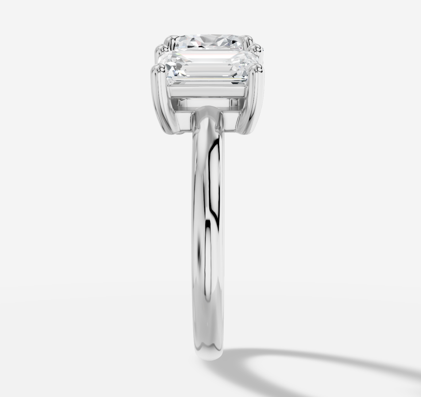 Oval Three Stone Diamond Ring in 18K White Gold - 图片 5