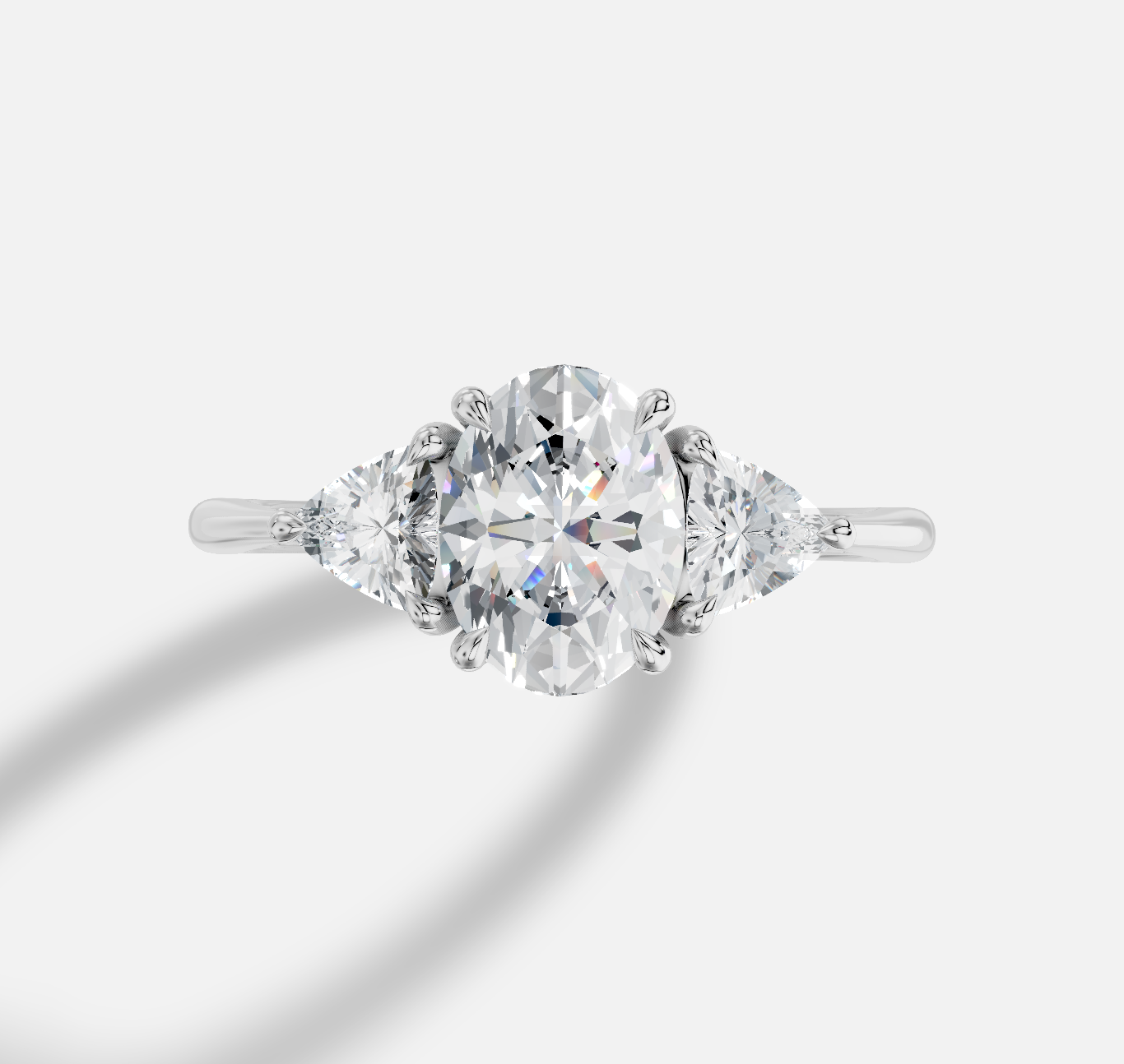 Oval Diamond Ring in 18K White Gold - 图片 5