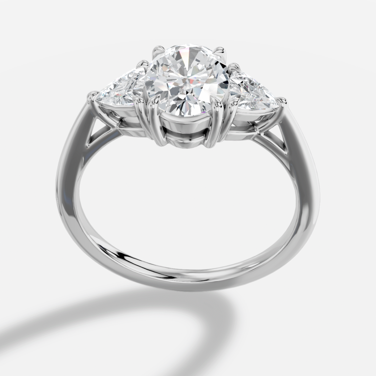 Oval  Diamond Ring in 18K White Gold