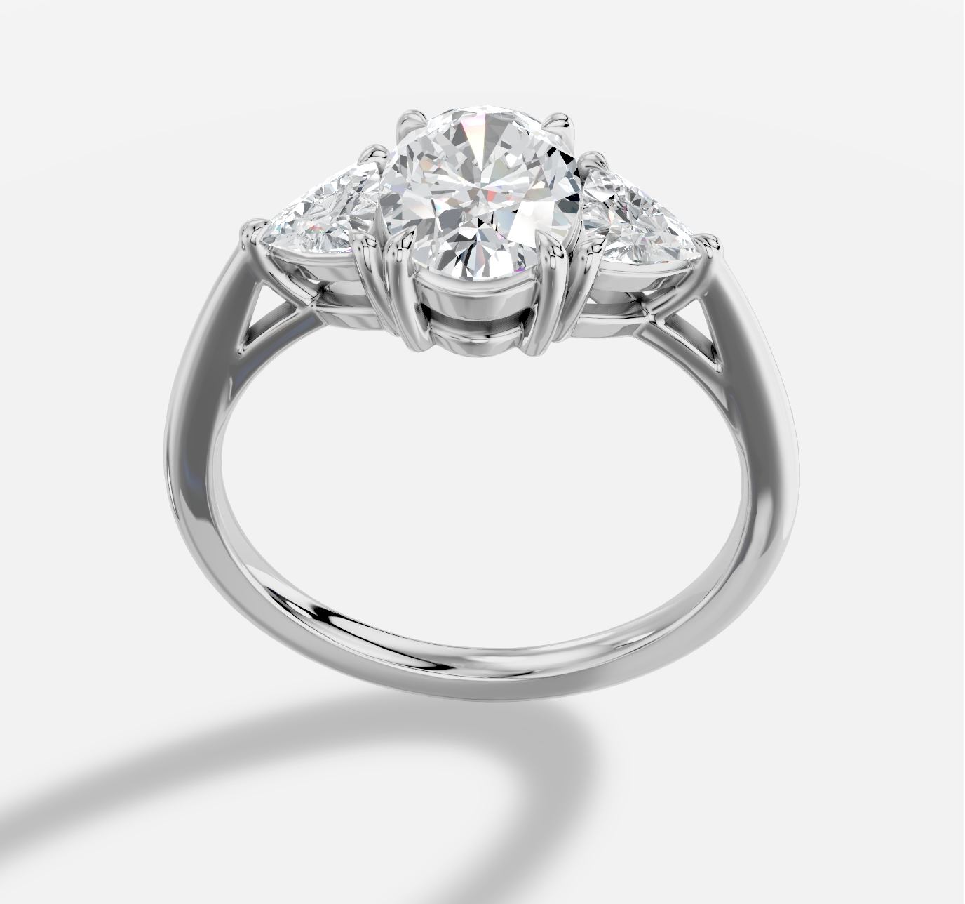 Oval  Diamond Ring in 18K White Gold