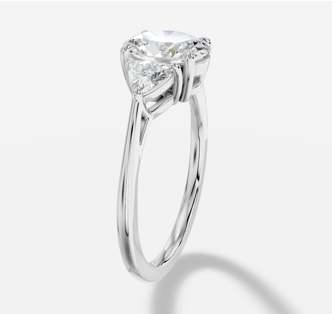 Oval Diamond Ring in 18K White Gold - 图片 2