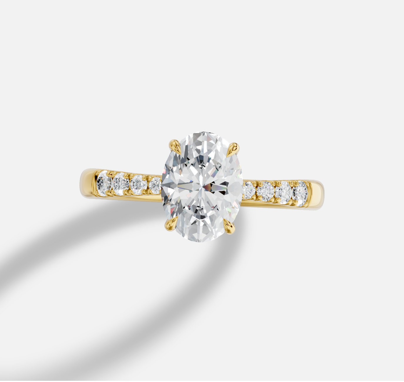 Oval Diamond Ring in 18K Yellow Gold - 图片 5