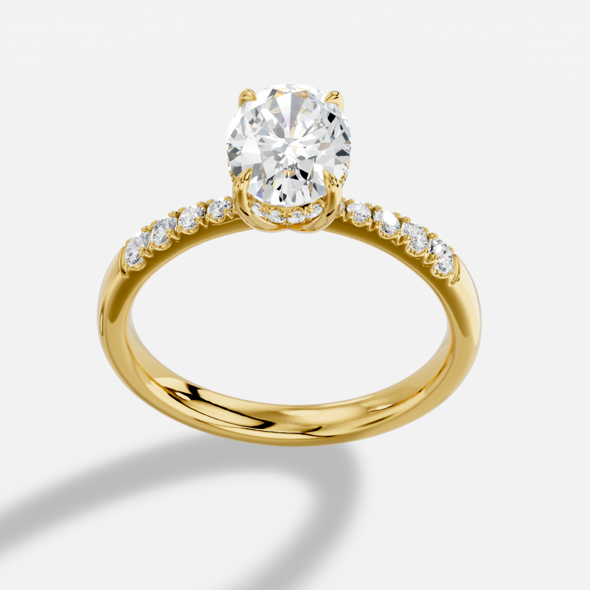 Oval  Diamond Ring in 18K Yellow Gold