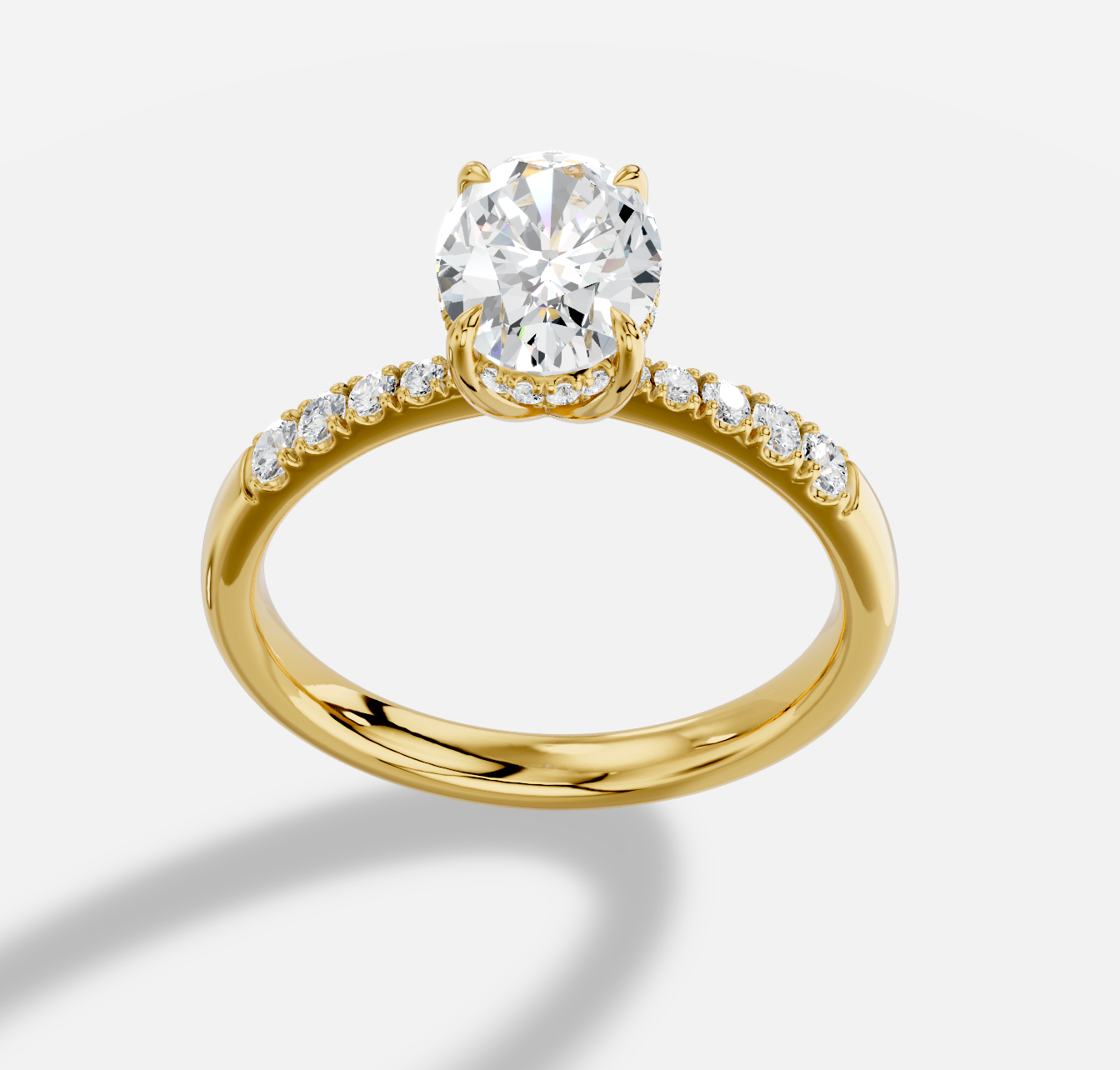 Oval  Diamond Ring in 18K Yellow Gold