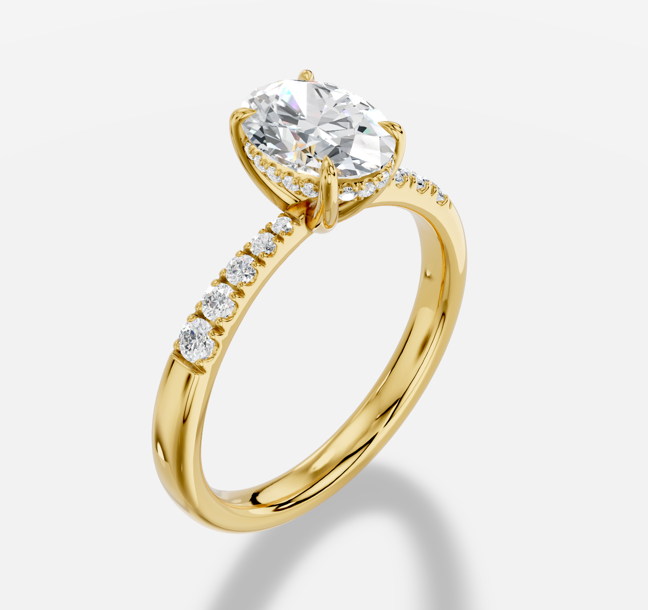Oval Diamond Ring in 18K Yellow Gold - 图片 3