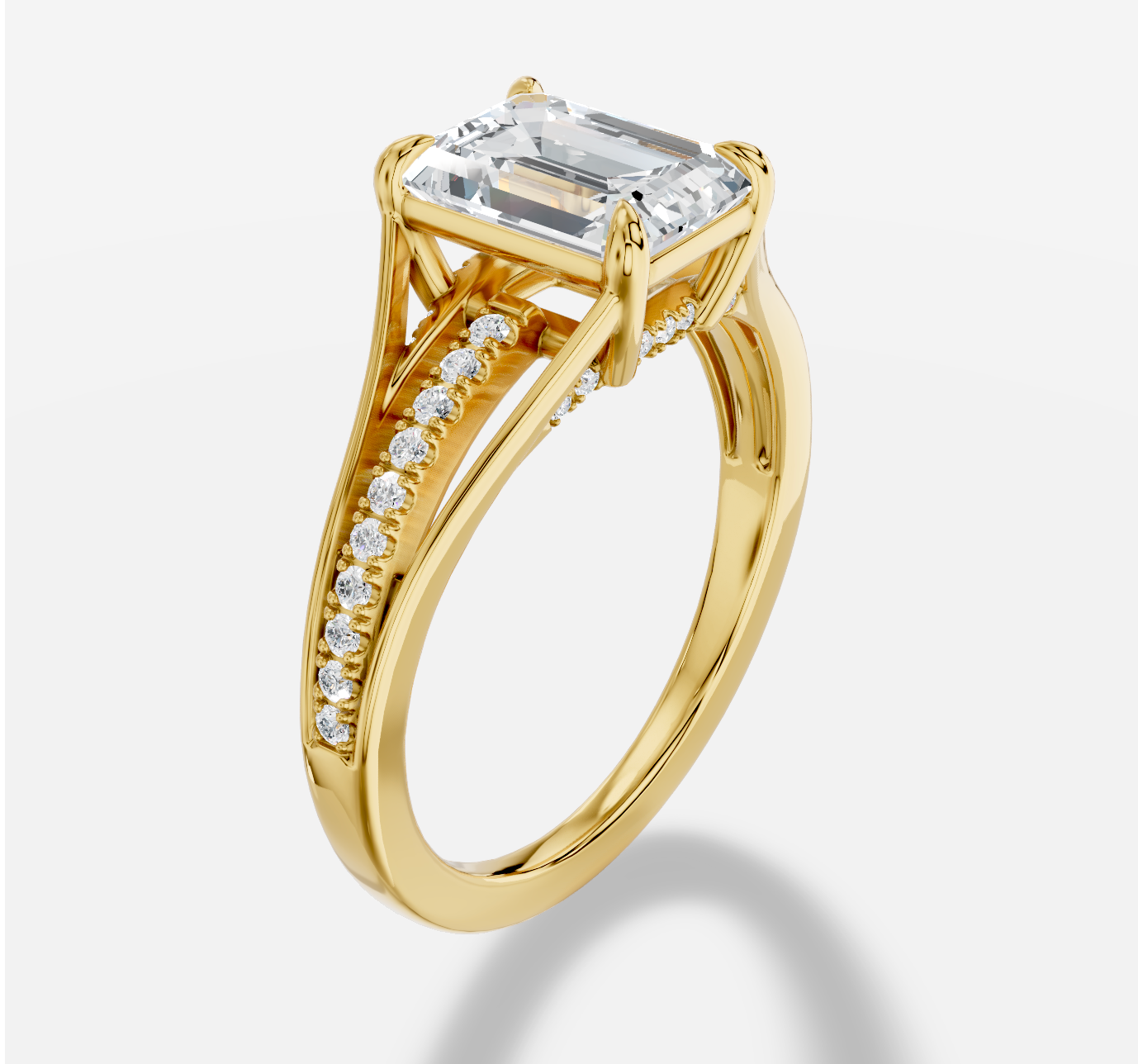 Emerald Cut Diamond Ring in 18K Yellow Gold - 图片 2