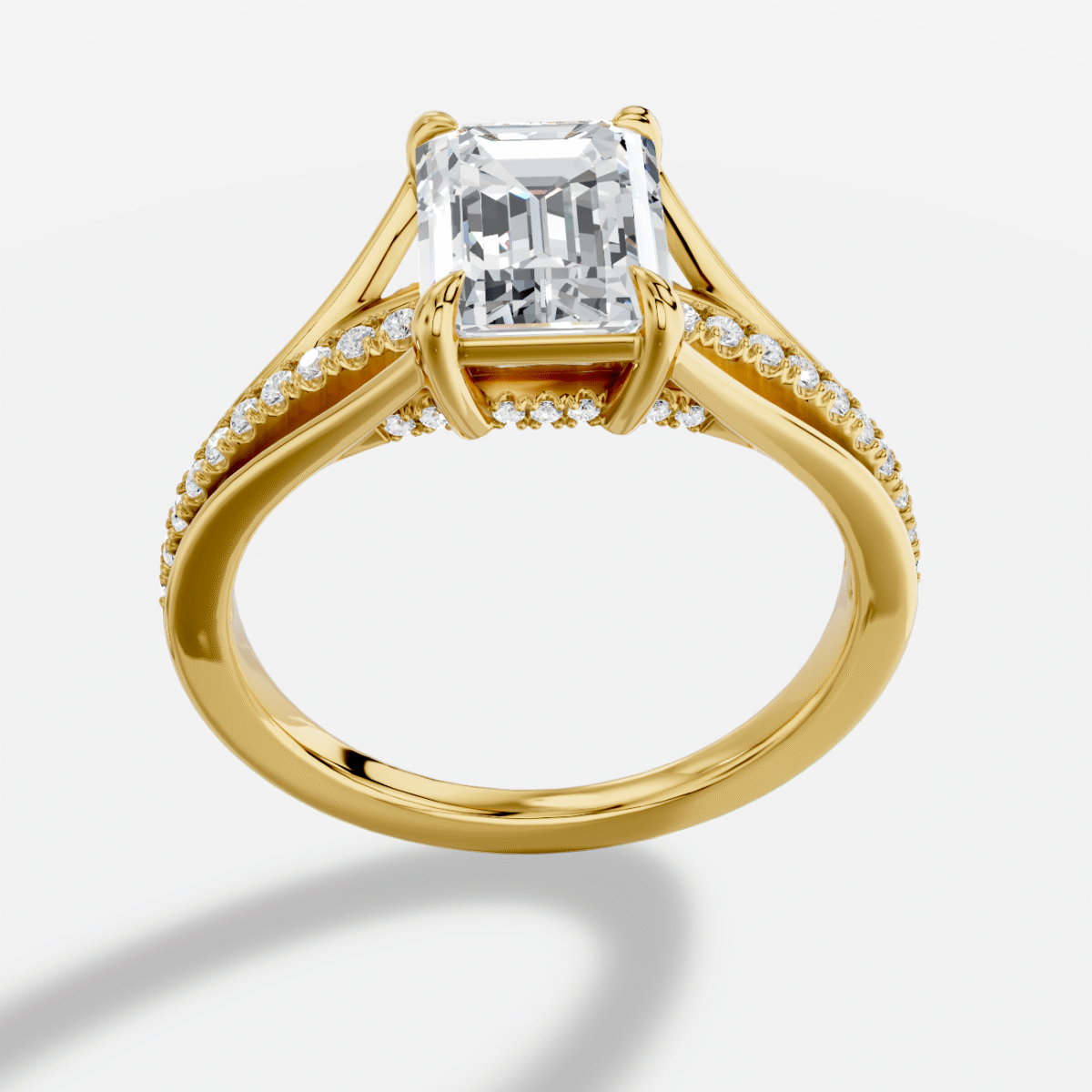 Emerald Cut Diamond Ring  in 18K Yellow Gold