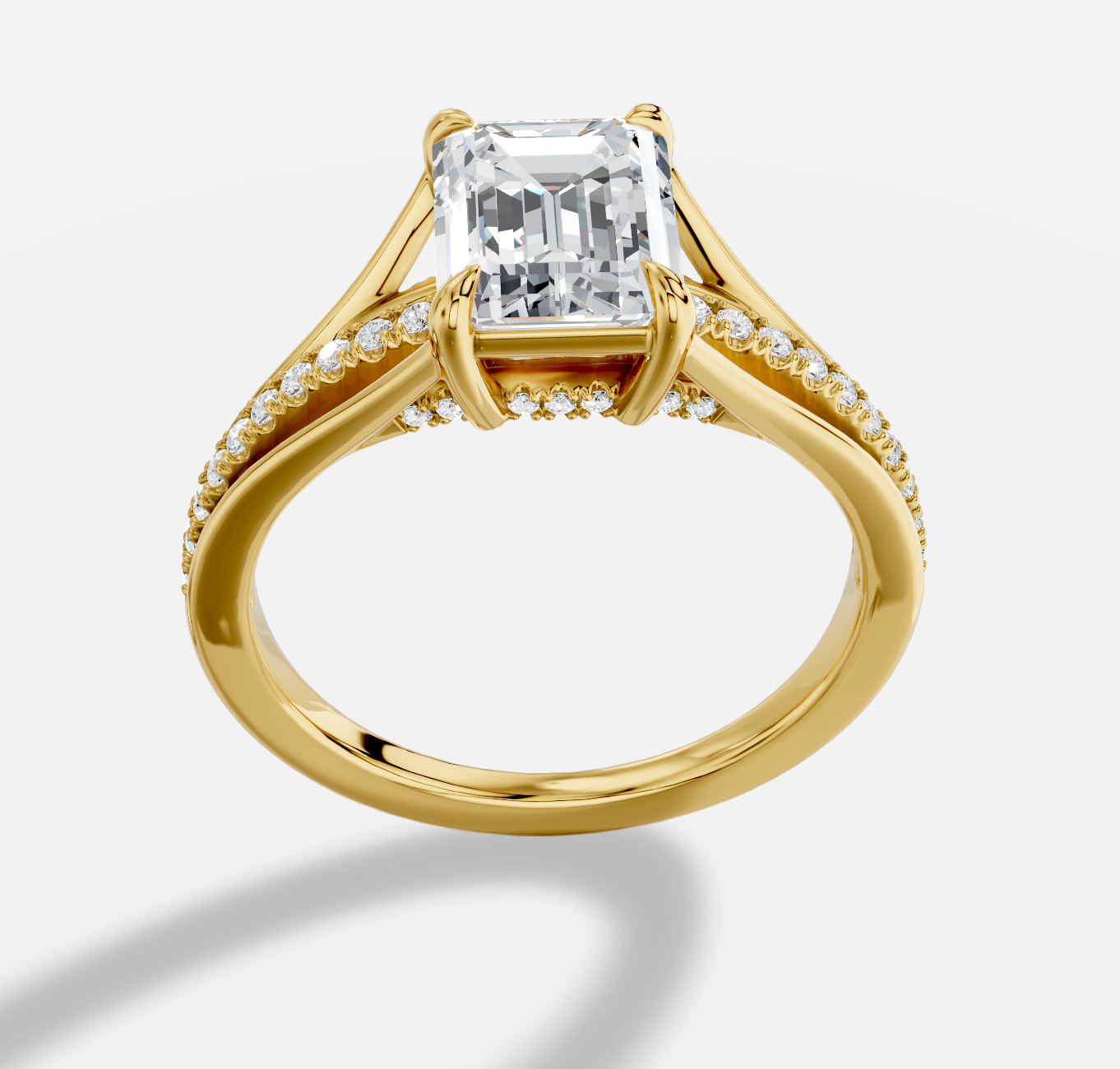 Emerald Cut Diamond Ring  in 18K Yellow Gold