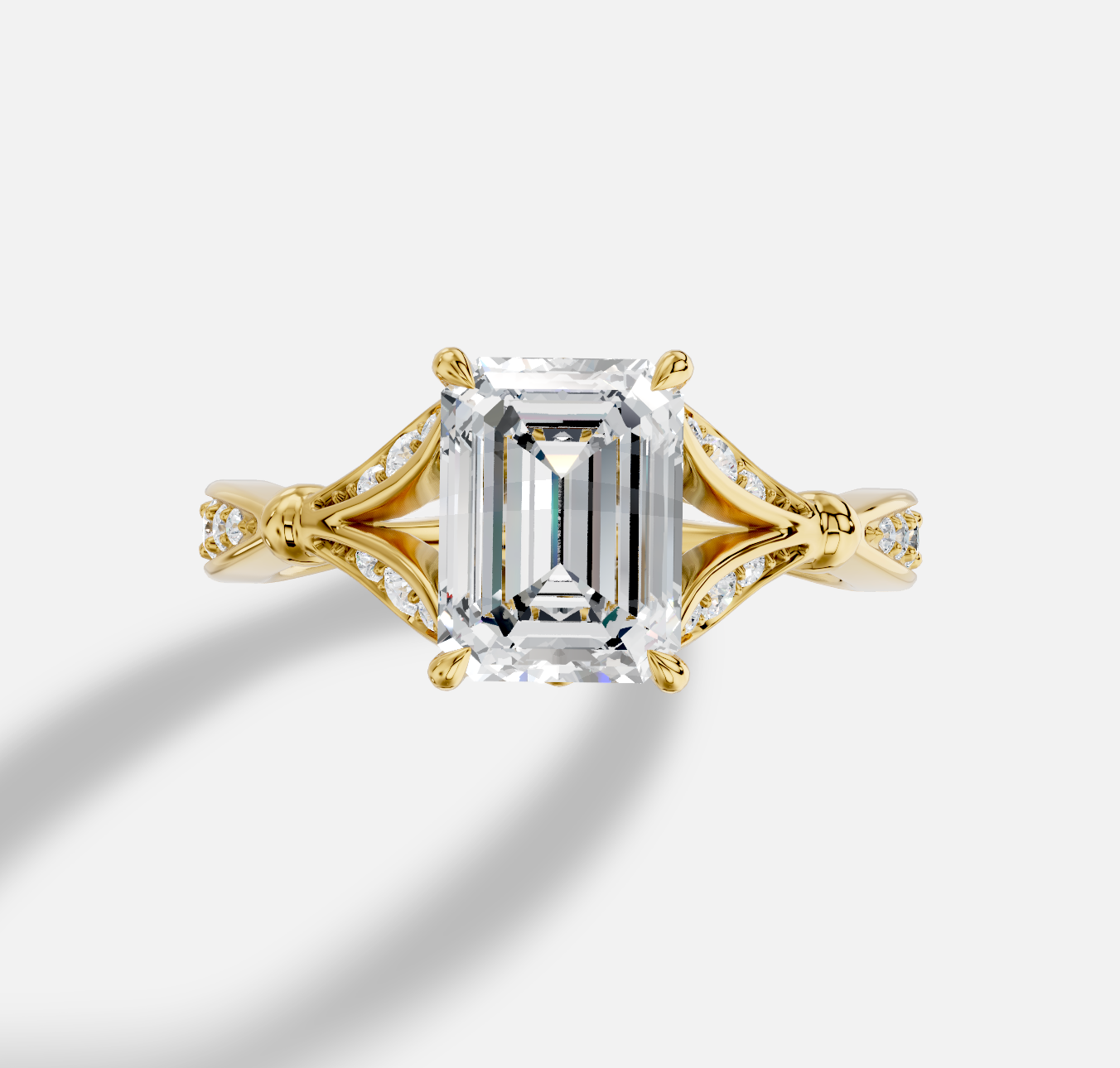 Emerald Cut Diamond Ring in 18K Yellow Gold - 图片 5